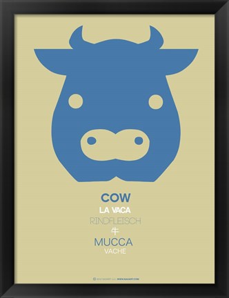 Framed Blue Cow Multilingual Print