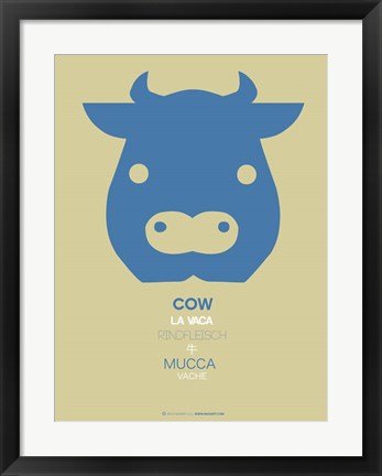 Framed Blue Cow Multilingual Print