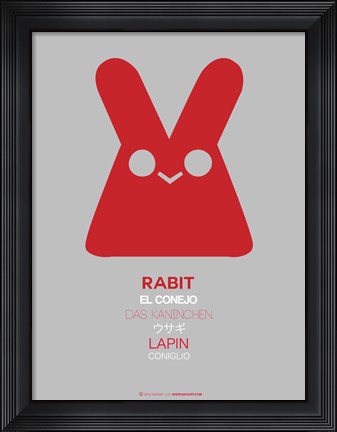 Framed Red Rabbit Multilingual Print