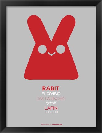 Framed Red Rabbit Multilingual Print