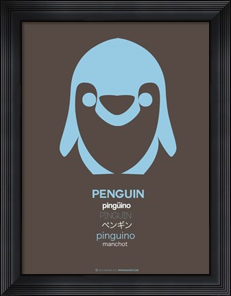 Framed Blue Pinguin Multilingual Print