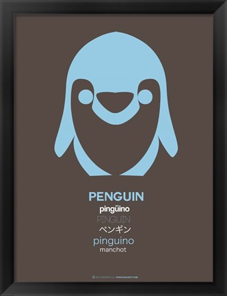 Framed Blue Pinguin Multilingual Print