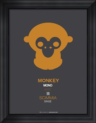 Framed Orange Monkey Multilingual Print