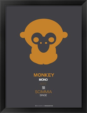 Framed Orange Monkey Multilingual Print