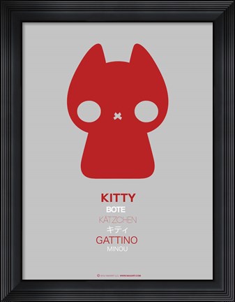 Framed Red Kitty Multilingual Print