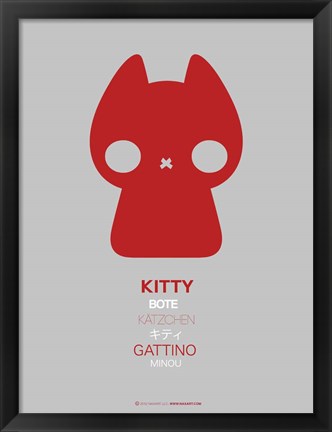 Framed Red Kitty Multilingual Print