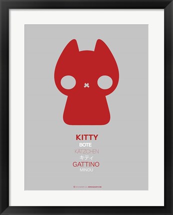 Framed Red Kitty Multilingual Print