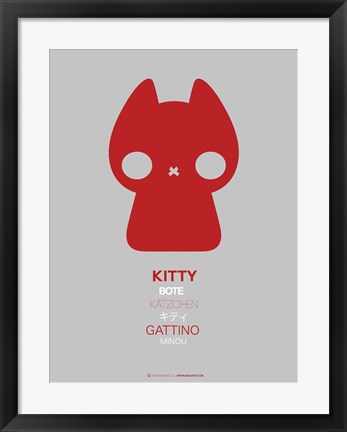 Framed Red Kitty Multilingual Print