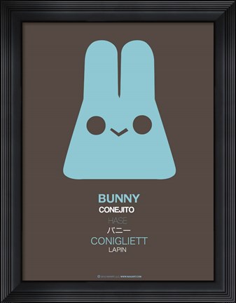 Framed Blue Bunny Multilingual Print