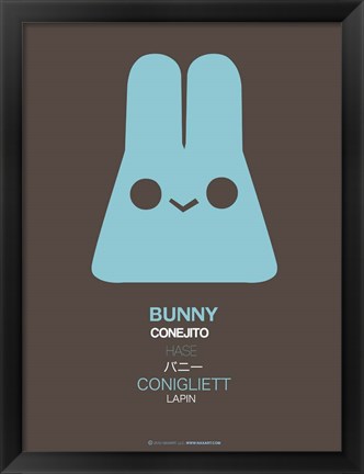 Framed Blue Bunny Multilingual Print