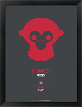 Framed Red Mokey Multilingual Print