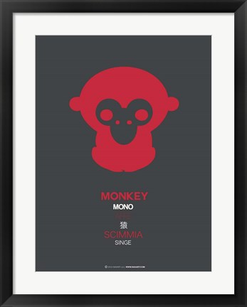 Framed Red Mokey Multilingual Print