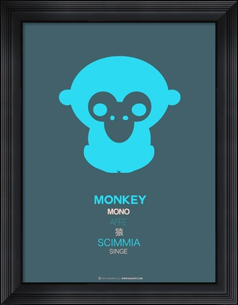 Framed Blue Monkey Multilingual Print