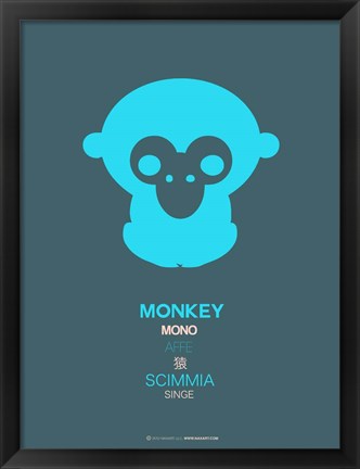 Framed Blue Monkey Multilingual Print