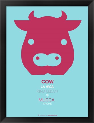 Framed Red Cow Multilingual Print