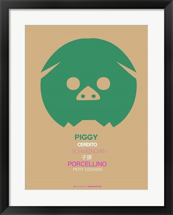 Framed Green Piggy Multilingual Print