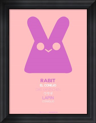 Framed Pink Rabbit Multilingual Print