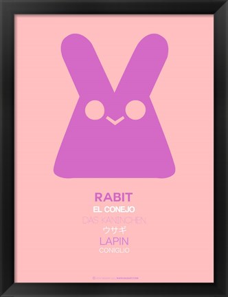 Framed Pink Rabbit Multilingual Print