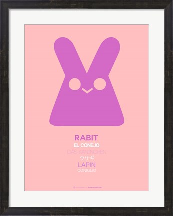 Framed Pink Rabbit Multilingual Print
