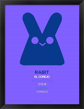 Framed Purple Rabbit Multilingual Print