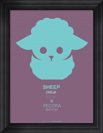 Framed Green Sheep Multilingual Print