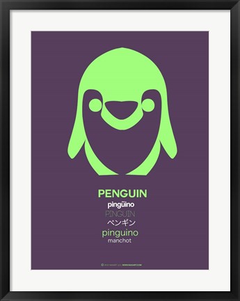 Framed Green Penguin Multilingual Print