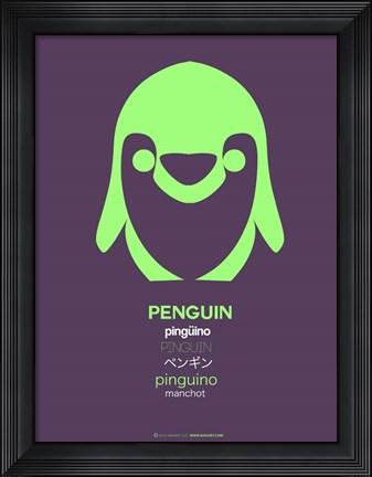 Framed Green Penguin Multilingual Print