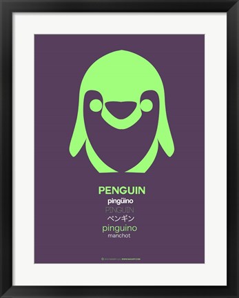 Framed Green Penguin Multilingual Print