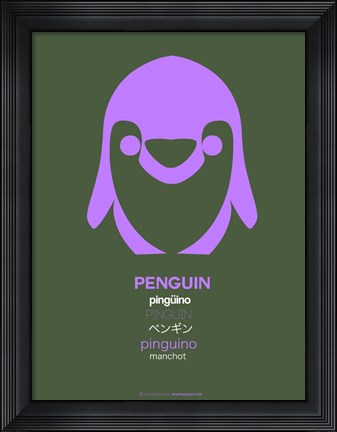 Framed Purple Penguin Multilingual Print