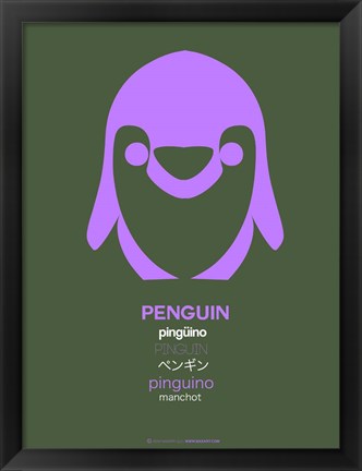 Framed Purple Penguin Multilingual Print