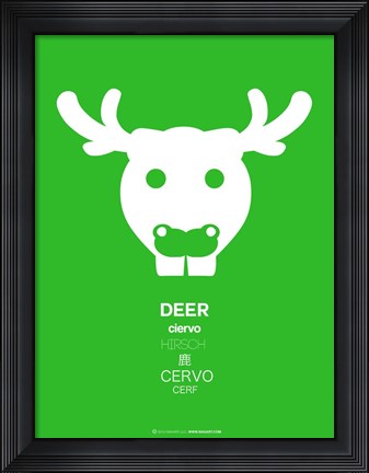 Framed Green Moose Multilingual Print