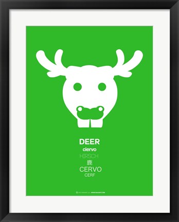 Framed Green Moose Multilingual Print
