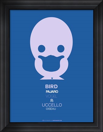 Framed Blue Bird Multilingual Print