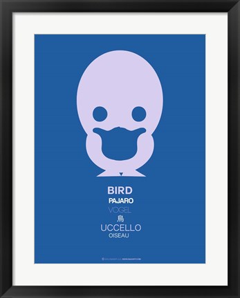 Framed Blue Bird Multilingual Print