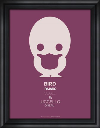 Framed Purple Bird Multilingual Print