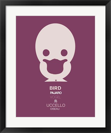 Framed Purple Bird Multilingual Print