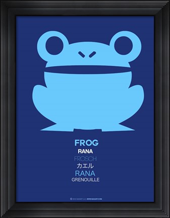Framed Blue Frog Multilingual Print