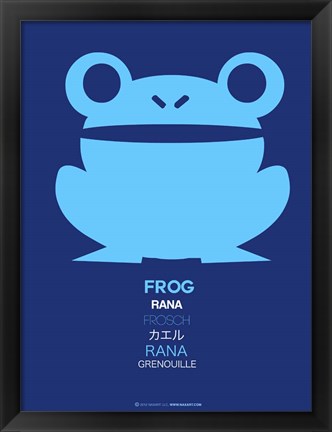 Framed Blue Frog Multilingual Print