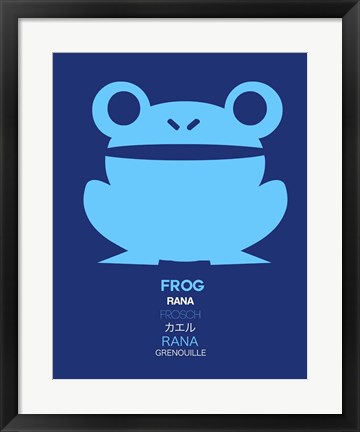 Framed Blue Frog Multilingual Print