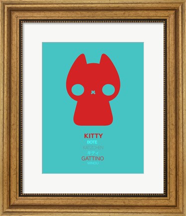 Framed Red and Blue Kitty Multilingual Print