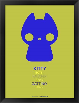 Framed Blue Kitty Multilingual Print