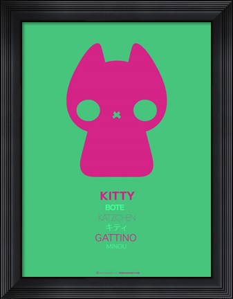 Framed Pink Kitty Multilingual Print