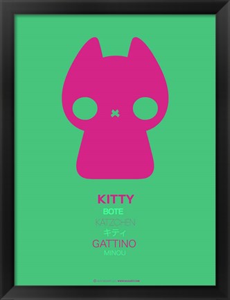 Framed Pink Kitty Multilingual Print