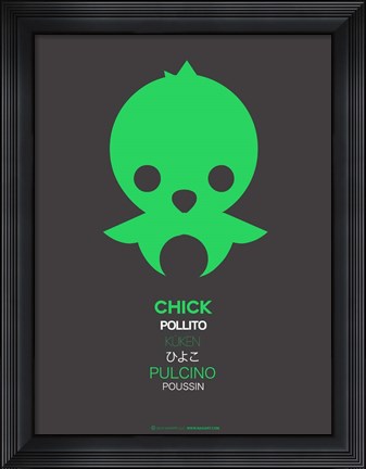 Framed Green Chick Multilingual 1 Print