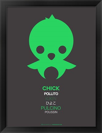 Framed Green Chick Multilingual 1 Print