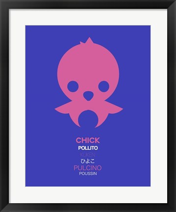 Framed Pink Chick Multilingual Print