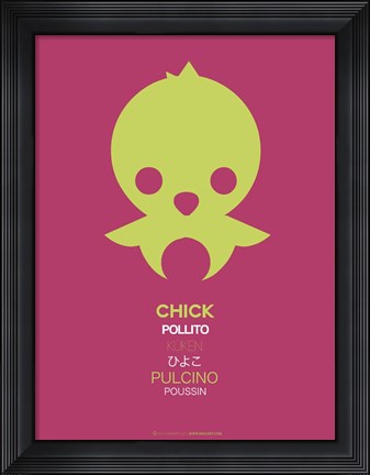 Framed Green Chick Multilingual 2 Print