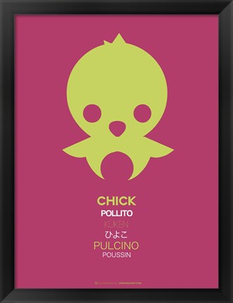 Framed Green Chick Multilingual 2 Print