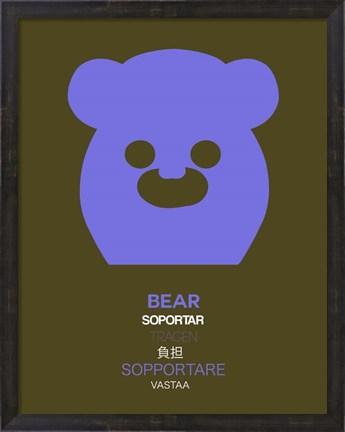Framed Purpple Bear Multilingual Print