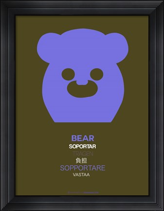 Framed Purpple Bear Multilingual Print